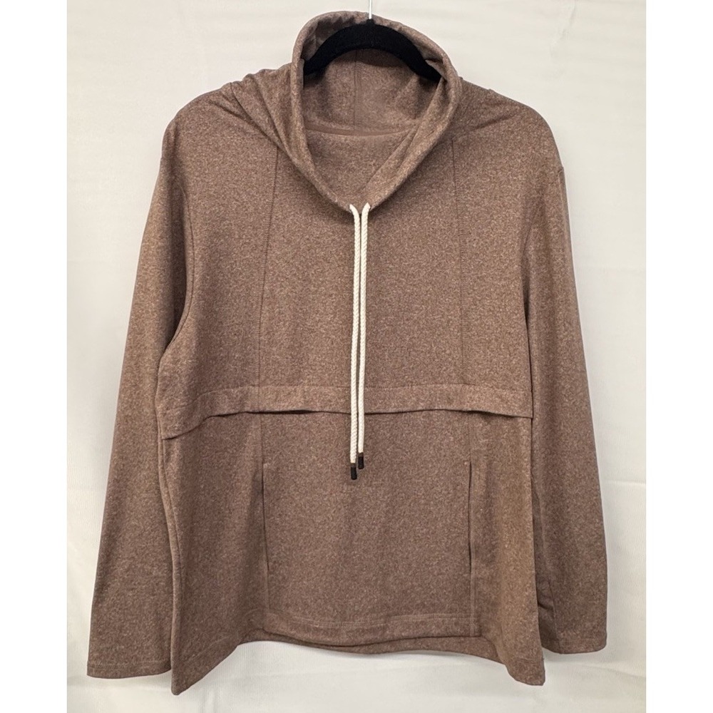 Women's Soft Knit Hoodie Pullover Brown Heather Size L Super Comfy